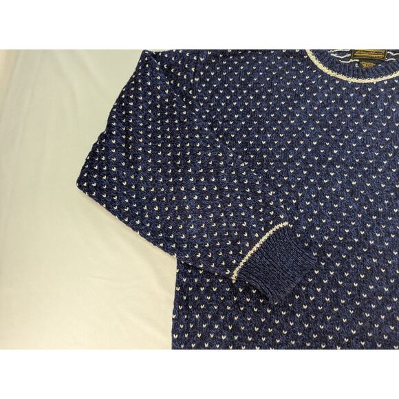 Vintage Eddie Bauer Sweater Mens XL/L Blue Crewneck Cotton Made USA 90s Knit - Picture 5 of 11